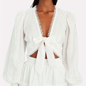 Waimari Chloe Wrap Cropped Top in white size S